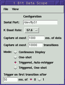 Configuration panel of 1-bit Data Scope